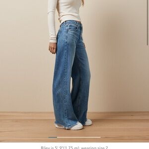 American Eagle Outfitters Blue Flare Wide-Leg Jeans